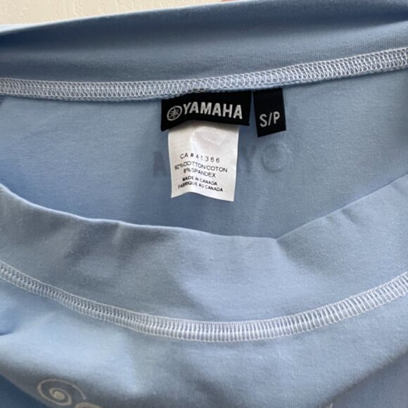 Y2K Baby Blue Yamaha Graphic Logo Long Sleeve Stretch Knit Tee - Picture 6 of 6